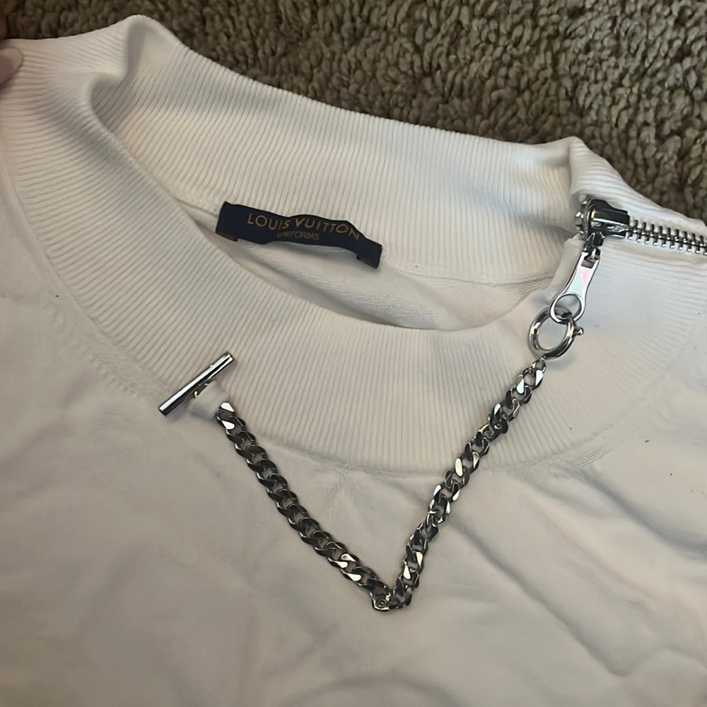 Louis Vuitton White Sweater w/ chain (can be used as a bracelet as well)